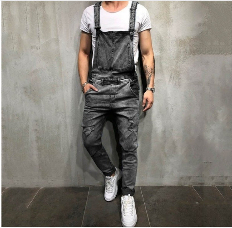 Wish Fashion Men  Sling Denim Pants Ripped Jeans Trousers Popular Popular Work Clothes