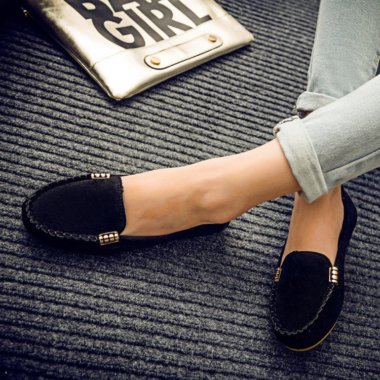 Peas Shoes Women New Wild Flat Low-top Shoes Women Single Shoes Nurse Shoes , Women Casual Shoes