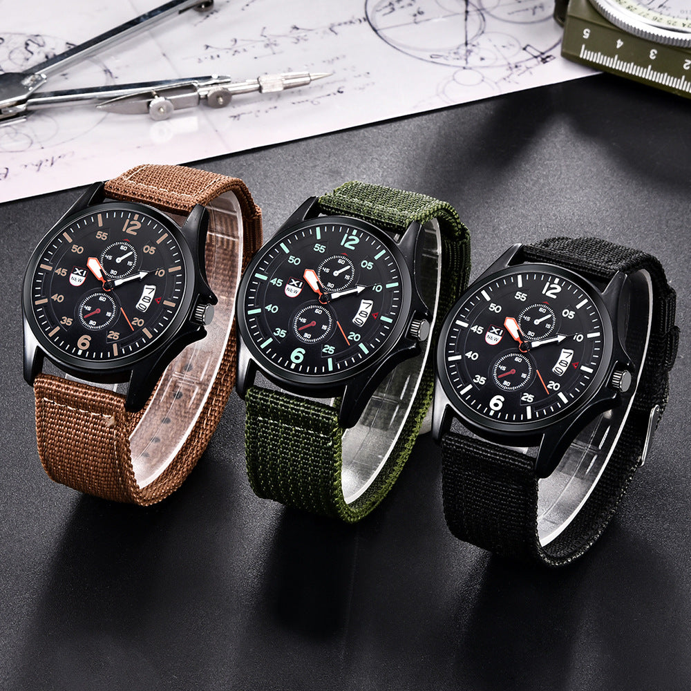Nylon Belt Calendar Quartz Watch for Men Foreign Trade New Sports Watch