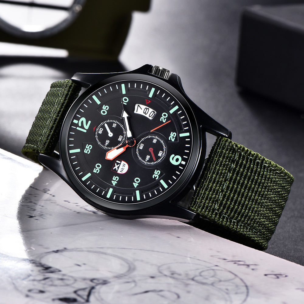 Nylon Belt Calendar Quartz Watch for Men Foreign Trade New Sports Watch