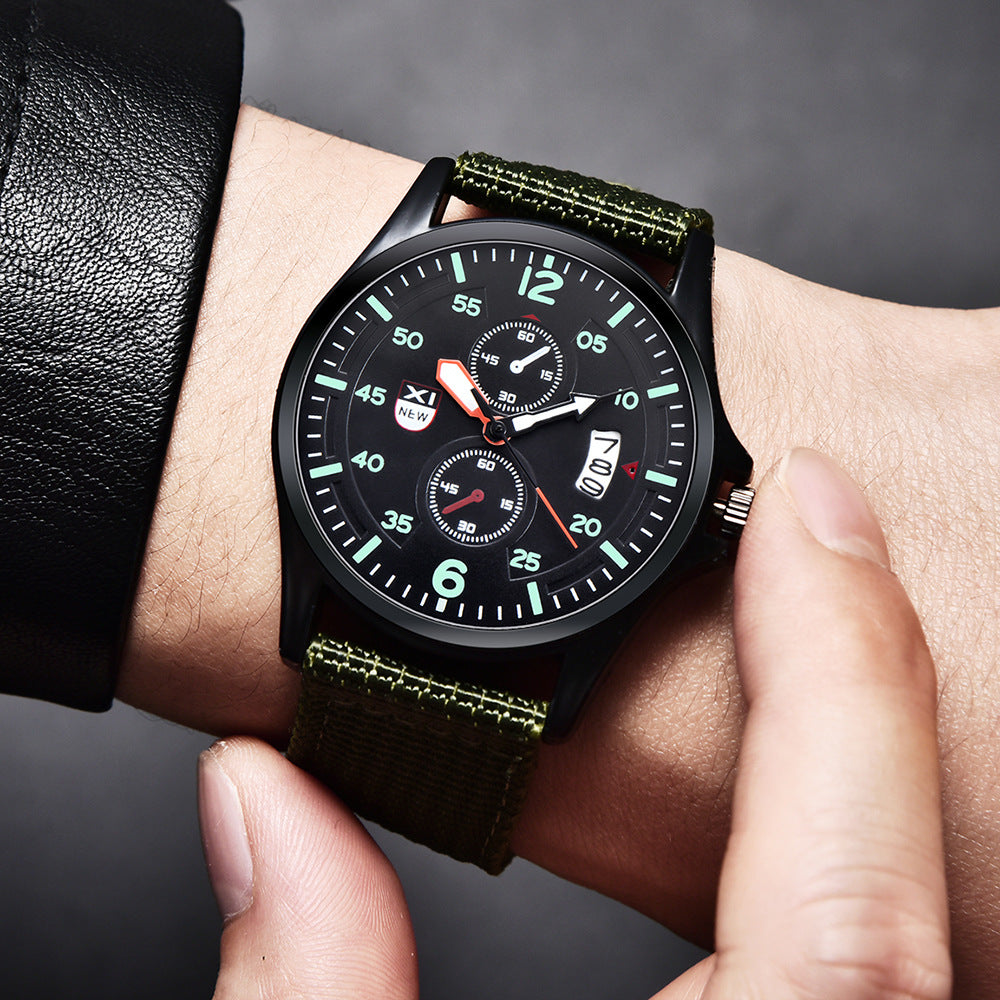 Nylon Belt Calendar Quartz Watch for Men Foreign Trade New Sports Watch