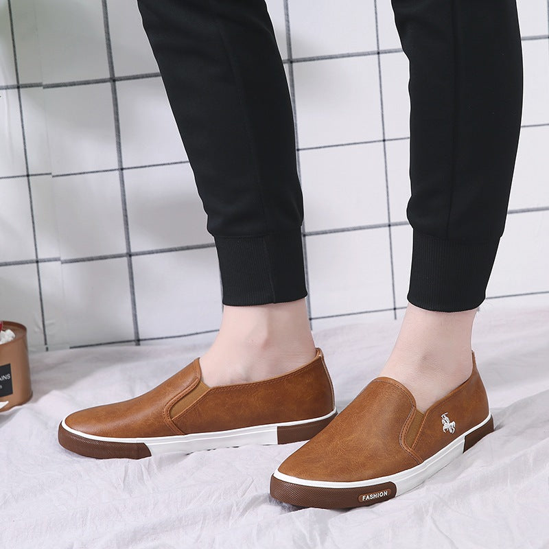 Business Work Shoes 45 Yards Leather Shoes Summer Cross-border Men Shoes A Pedal Small White Shoes Men  Lazy Shoes Skateboard Shoes