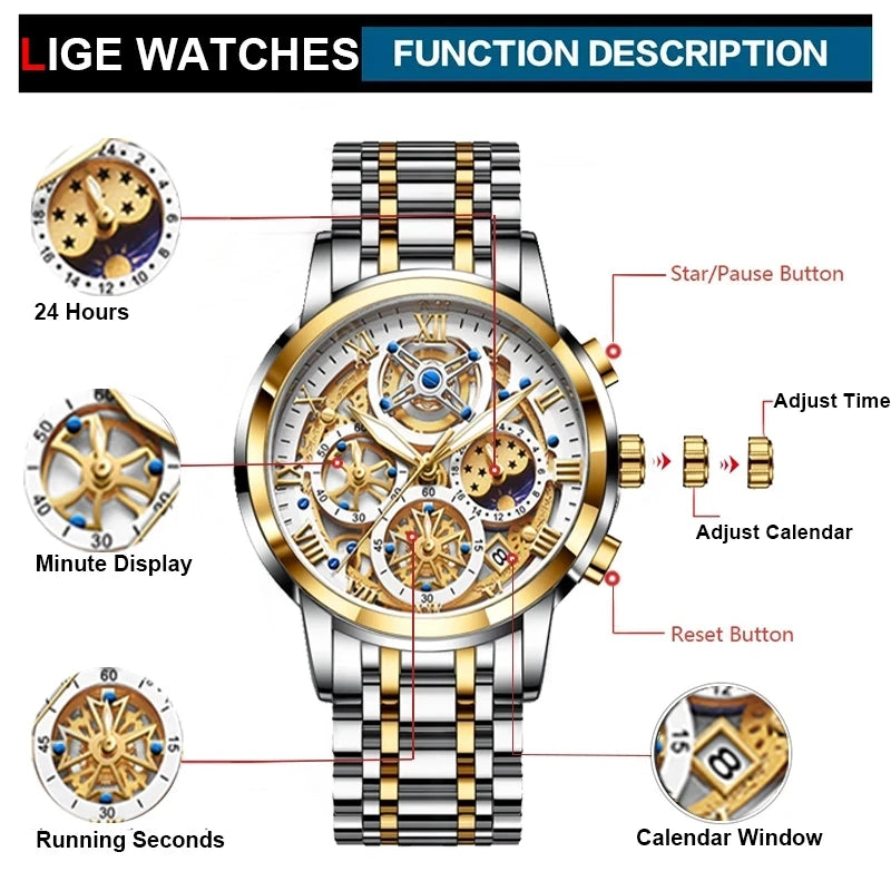 LIGE 2025 New Gold Women Watches Creative Steel Women Bracelet Wrist Watches Ladies Fashion Waterproof Female Relogio Feminino