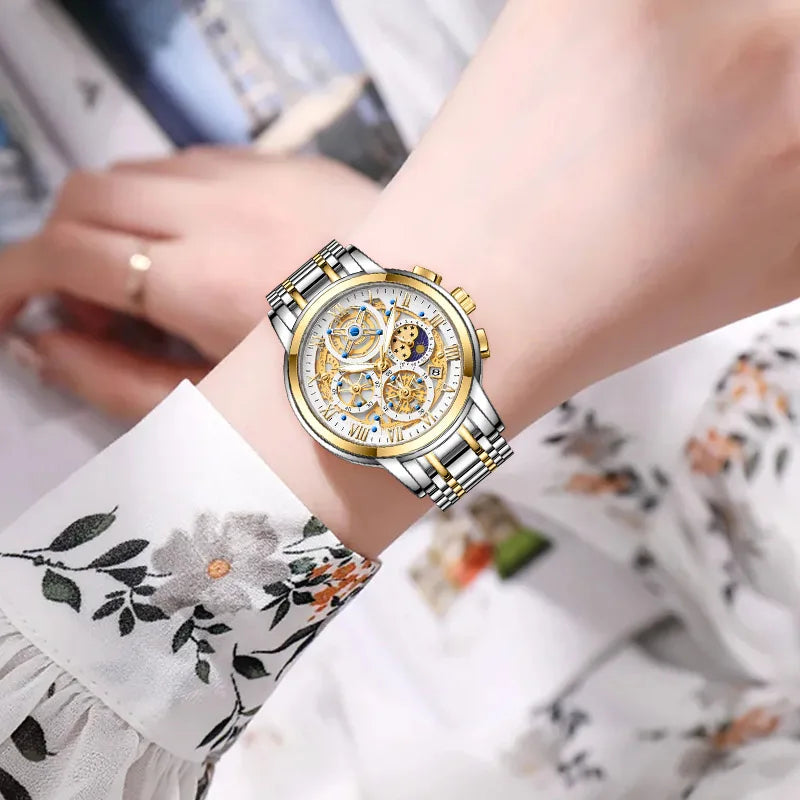 LIGE 2025 New Gold Women Watches Creative Steel Women Bracelet Wrist Watches Ladies Fashion Waterproof Female Relogio Feminino