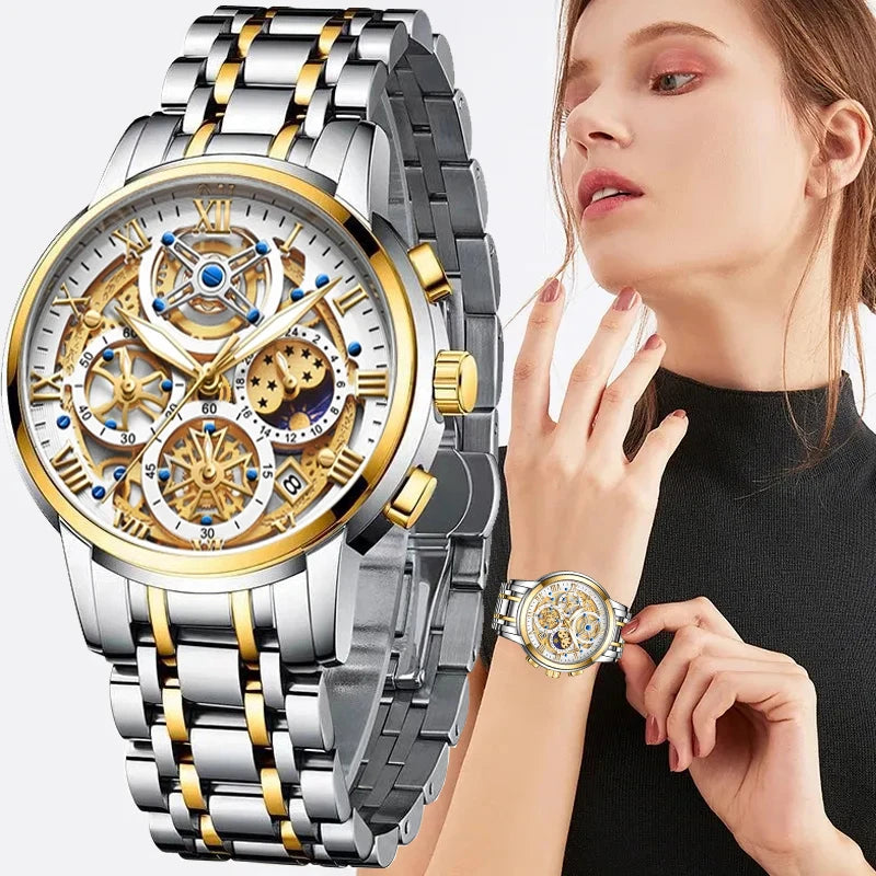 LIGE 2025 New Gold Women Watches Creative Steel Women Bracelet Wrist Watches Ladies Fashion Waterproof Female Relogio Feminino