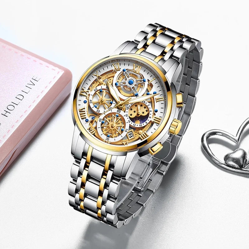 LIGE 2025 New Gold Women Watches Creative Steel Women Bracelet Wrist Watches Ladies Fashion Waterproof Female Relogio Feminino
