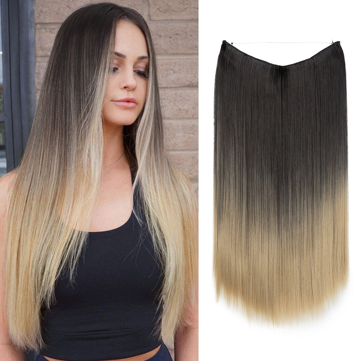 Wigs Women&#039;s Natural Wigs, One-piece Long Straight Hair, High-temperature Silk Fish Line Hair Extensions
