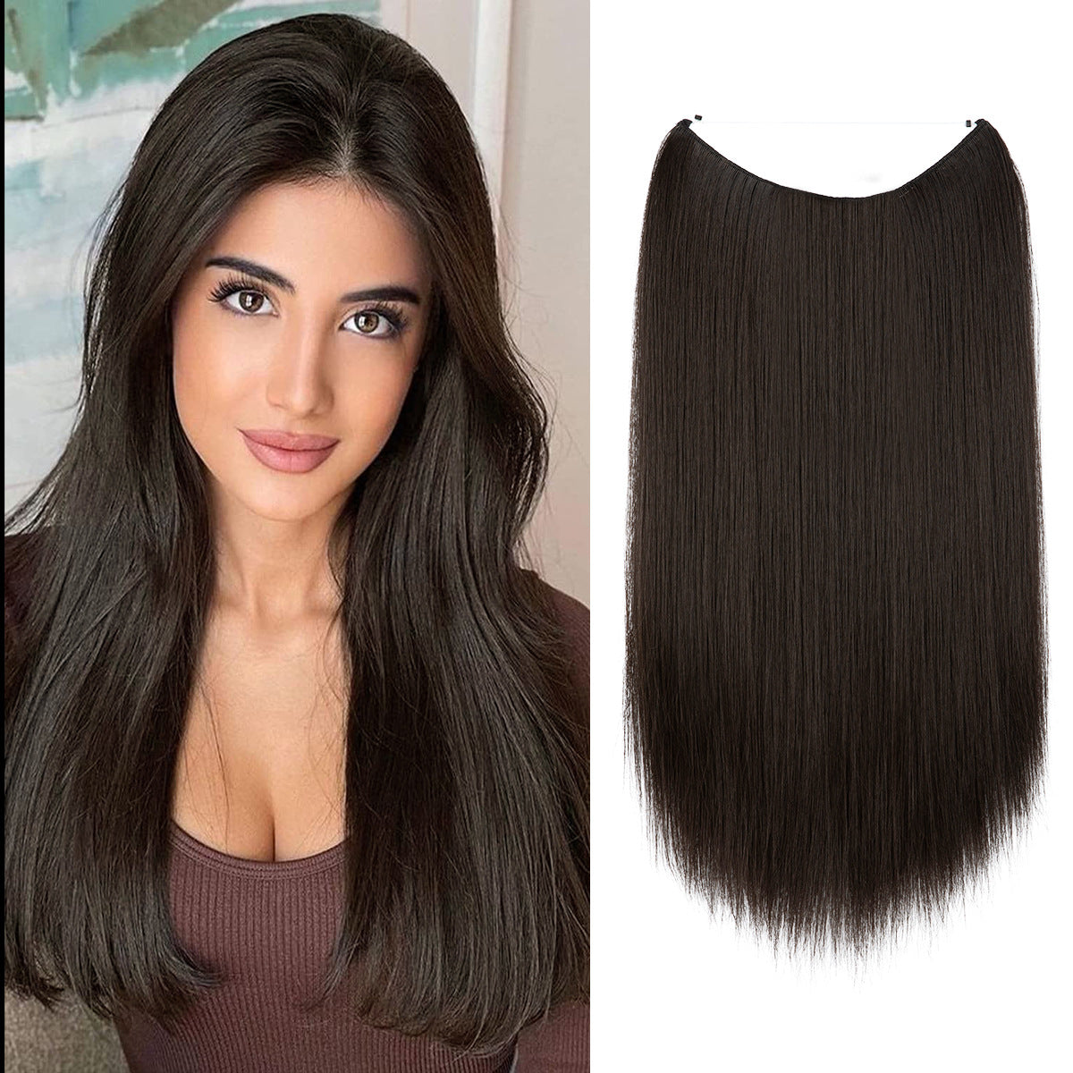 Wigs Women&#039;s Natural Wigs, One-piece Long Straight Hair, High-temperature Silk Fish Line Hair Extensions