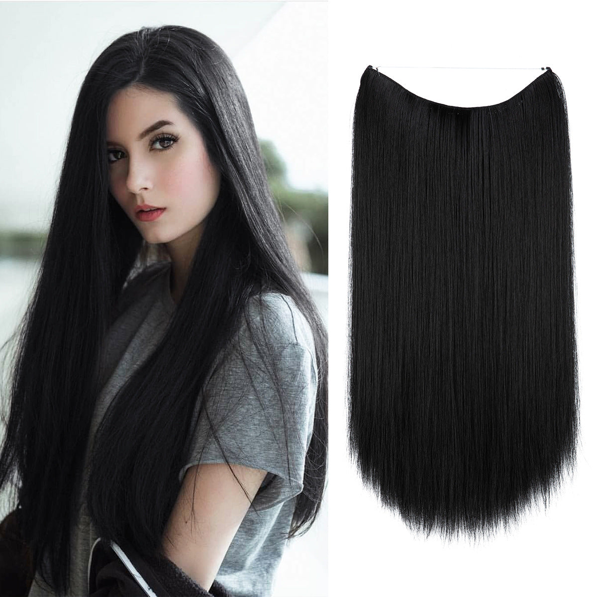 Wigs Women&#039;s Natural Wigs, One-piece Long Straight Hair, High-temperature Silk Fish Line Hair Extensions
