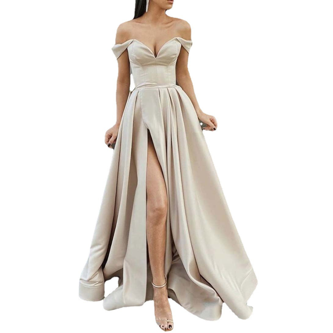 Spring New Cross-border European And American Women Multi-color Tube Top V-neck Backless Swing Dress