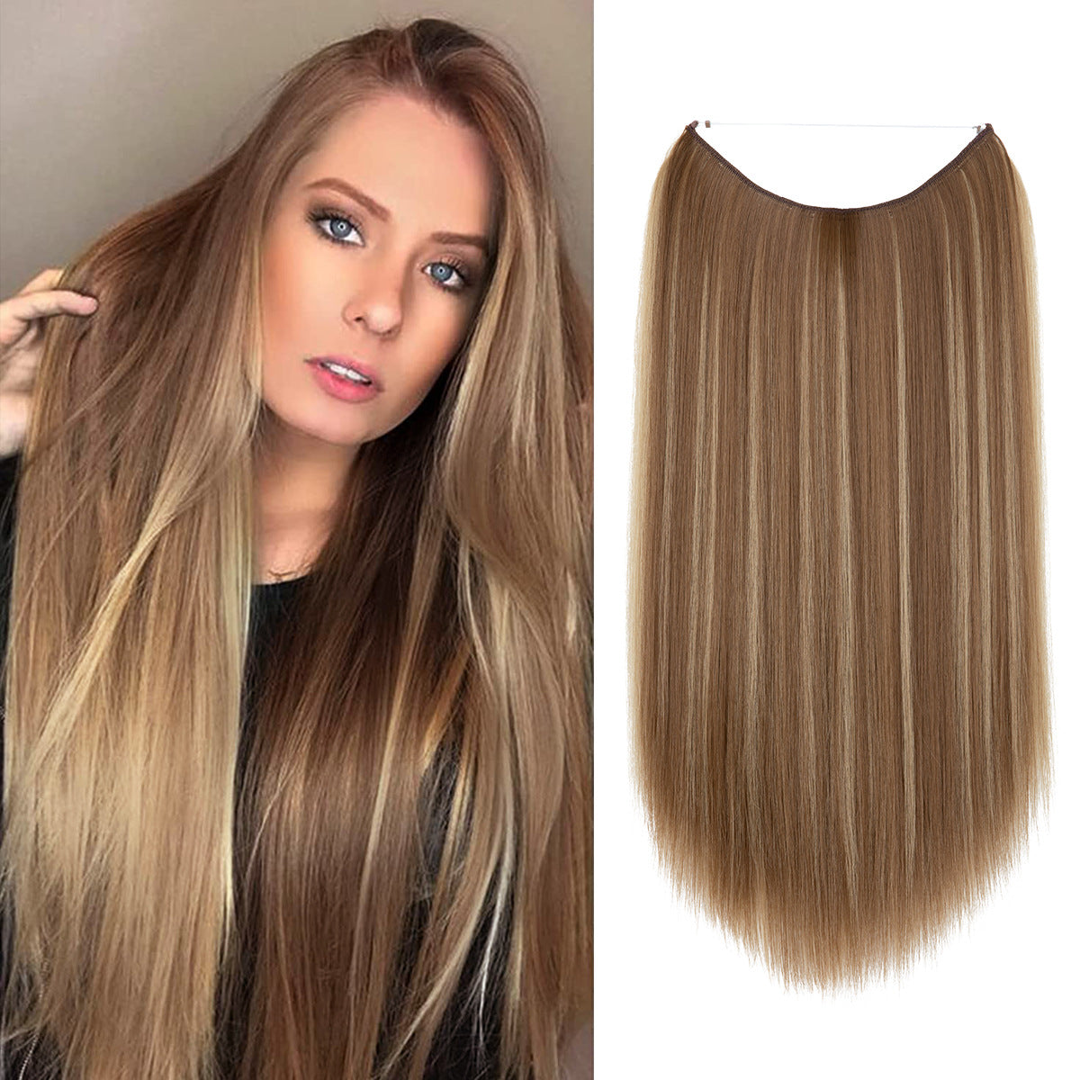 Wigs Women&#039;s Natural Wigs, One-piece Long Straight Hair, High-temperature Silk Fish Line Hair Extensions