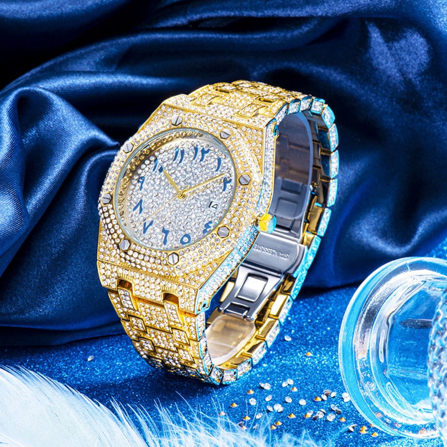 Watch Brand Explosions European And American Hip-hop High-end Full Diamond Waterproof Calendar Men Watch A Generation Of Hair