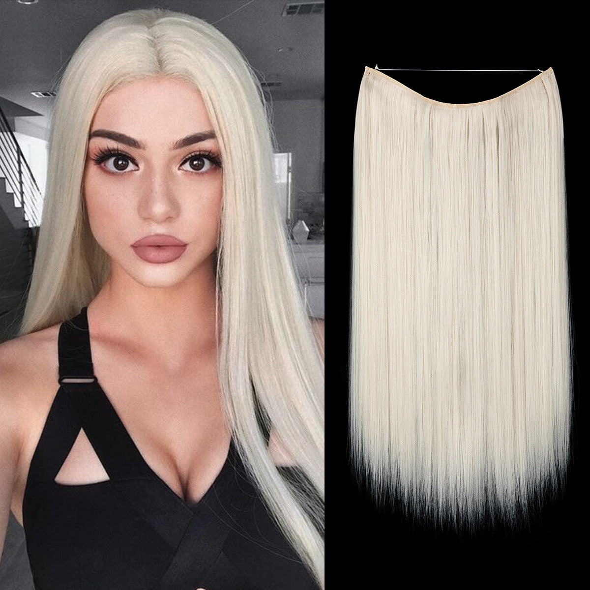 Wigs Women&#039;s Natural Wigs, One-piece Long Straight Hair, High-temperature Silk Fish Line Hair Extensions