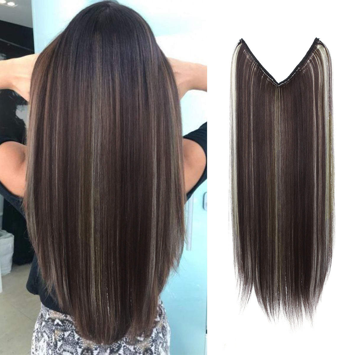 Wigs Women&#039;s Natural Wigs, One-piece Long Straight Hair, High-temperature Silk Fish Line Hair Extensions
