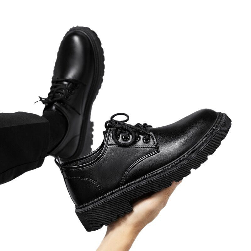 New Business Waterproof Black Leather Shoes ,Chef Shoes Men Korean-style Versatile Thick Board Shoes