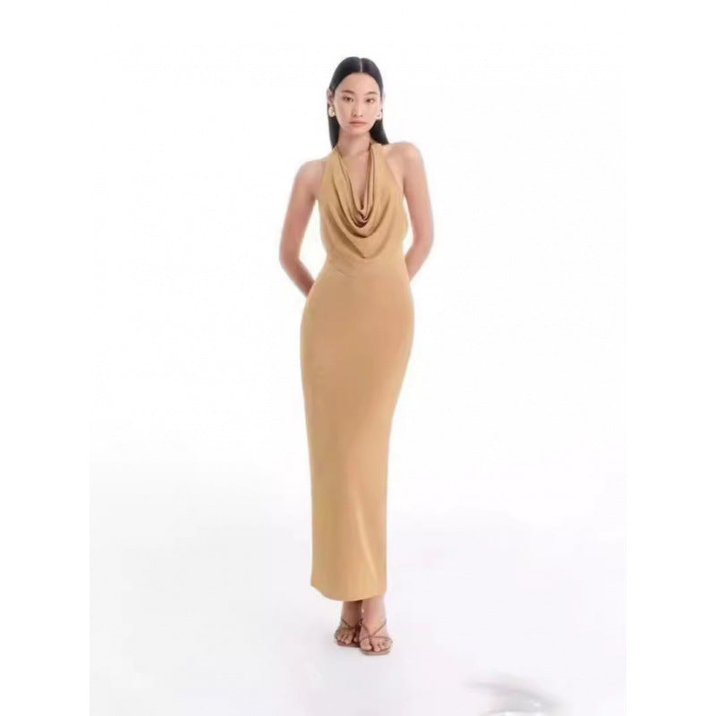 Models Style Sexy Socialite Hanging Neck Diamond Ornaments Sleeveless Party Night Shop Birthday Dress Backless Dress Long Dress