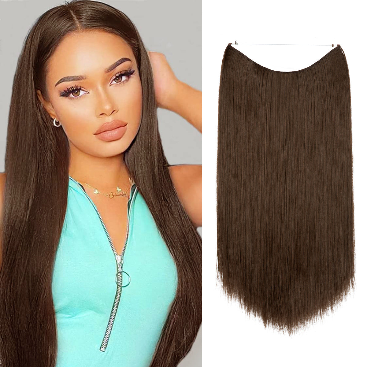 Wigs Women&#039;s Natural Wigs, One-piece Long Straight Hair, High-temperature Silk Fish Line Hair Extensions
