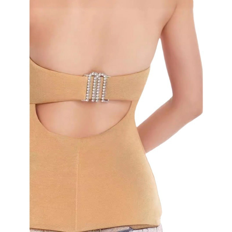 Models Style Sexy Socialite Hanging Neck Diamond Ornaments Sleeveless Party Night Shop Birthday Dress Backless Dress Long Dress