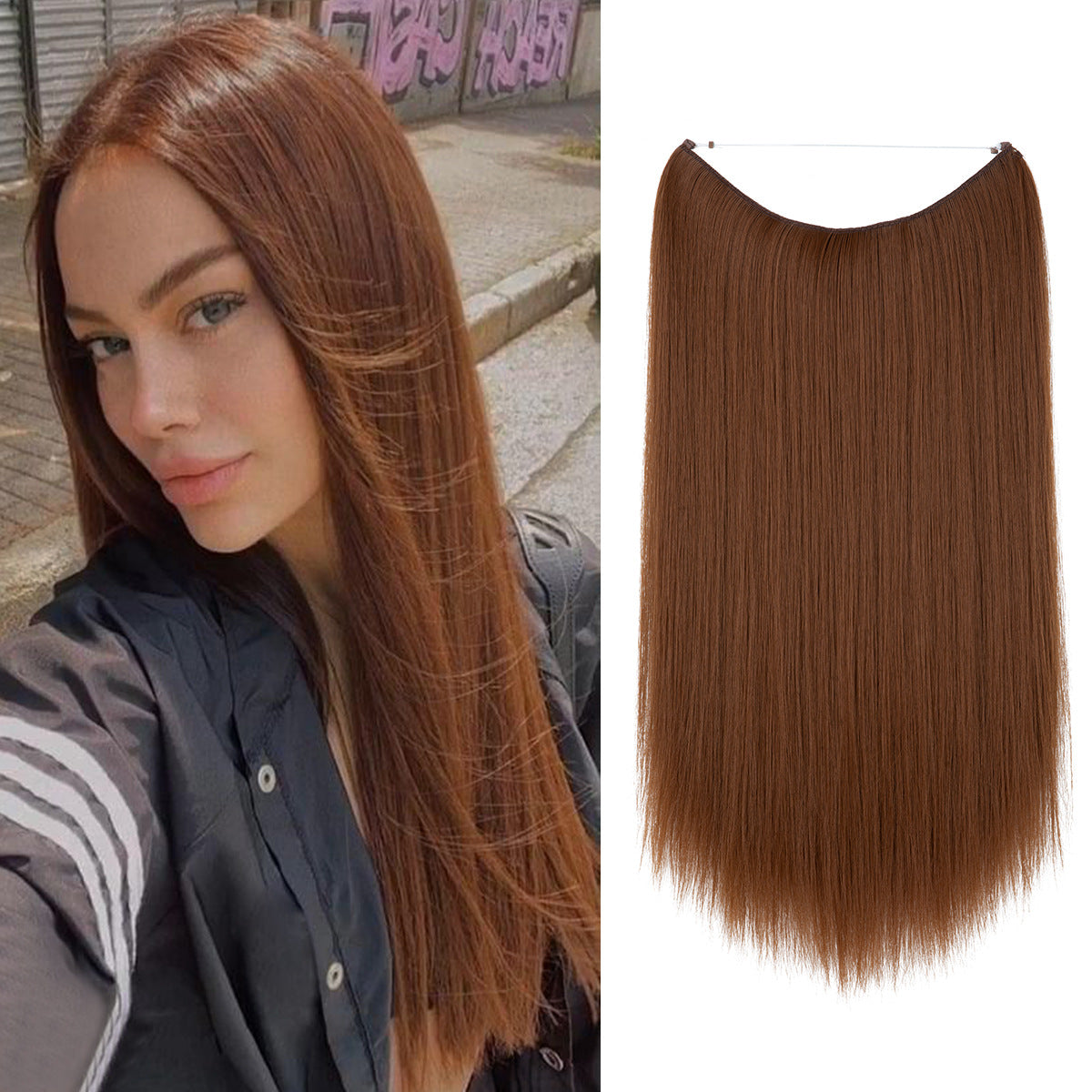 Wigs Women&#039;s Natural Wigs, One-piece Long Straight Hair, High-temperature Silk Fish Line Hair Extensions