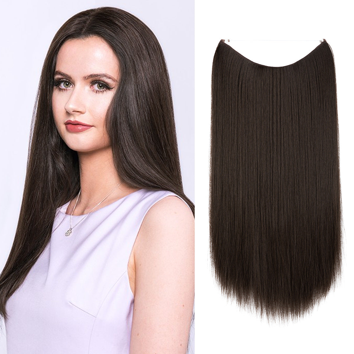 Wigs Women&#039;s Natural Wigs, One-piece Long Straight Hair, High-temperature Silk Fish Line Hair Extensions