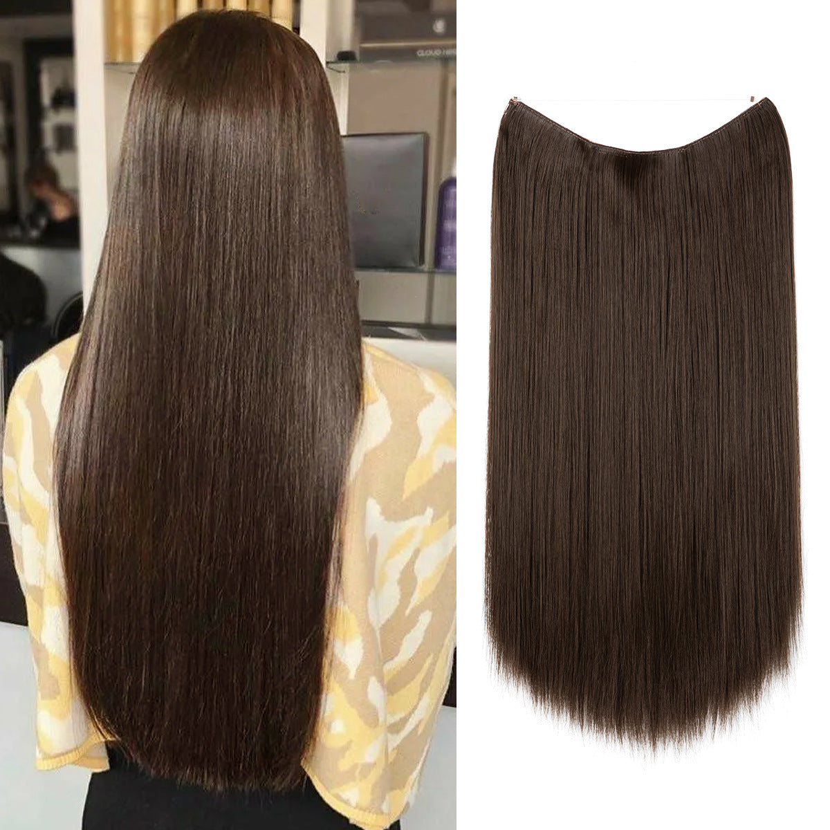 Wigs Women&#039;s Natural Wigs, One-piece Long Straight Hair, High-temperature Silk Fish Line Hair Extensions