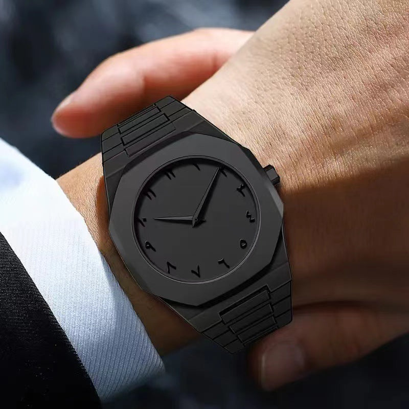 Popular Arabic Business Black Butterfly Buckle Watch for Men