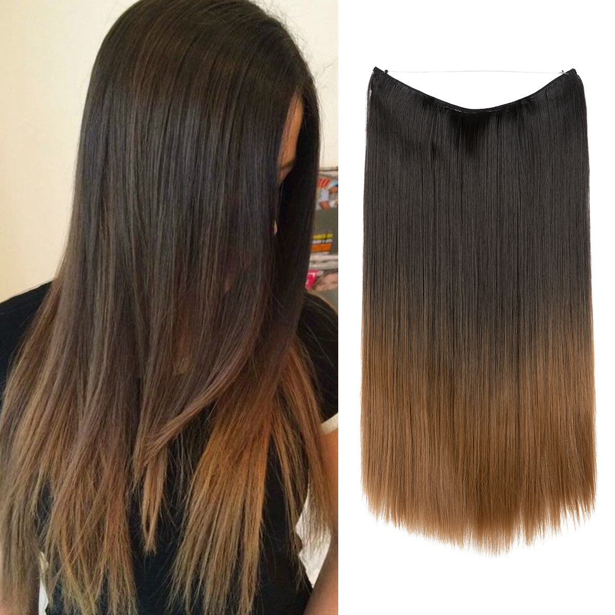Wigs Women&#039;s Natural Wigs, One-piece Long Straight Hair, High-temperature Silk Fish Line Hair Extensions