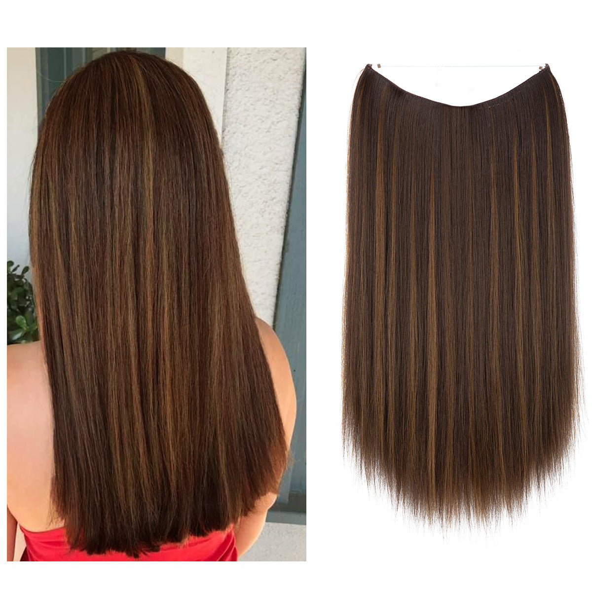 Wigs Women&#039;s Natural Wigs, One-piece Long Straight Hair, High-temperature Silk Fish Line Hair Extensions