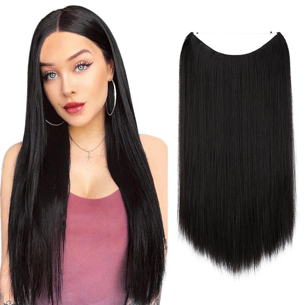 Wigs Women&#039;s Natural Wigs, One-piece Long Straight Hair, High-temperature Silk Fish Line Hair Extensions