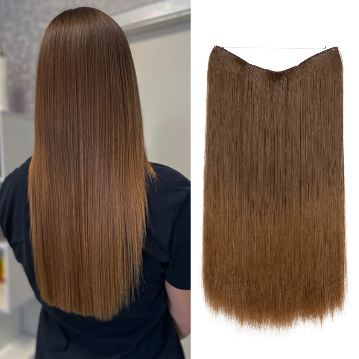 Wigs Women&#039;s Natural Wigs, One-piece Long Straight Hair, High-temperature Silk Fish Line Hair Extensions