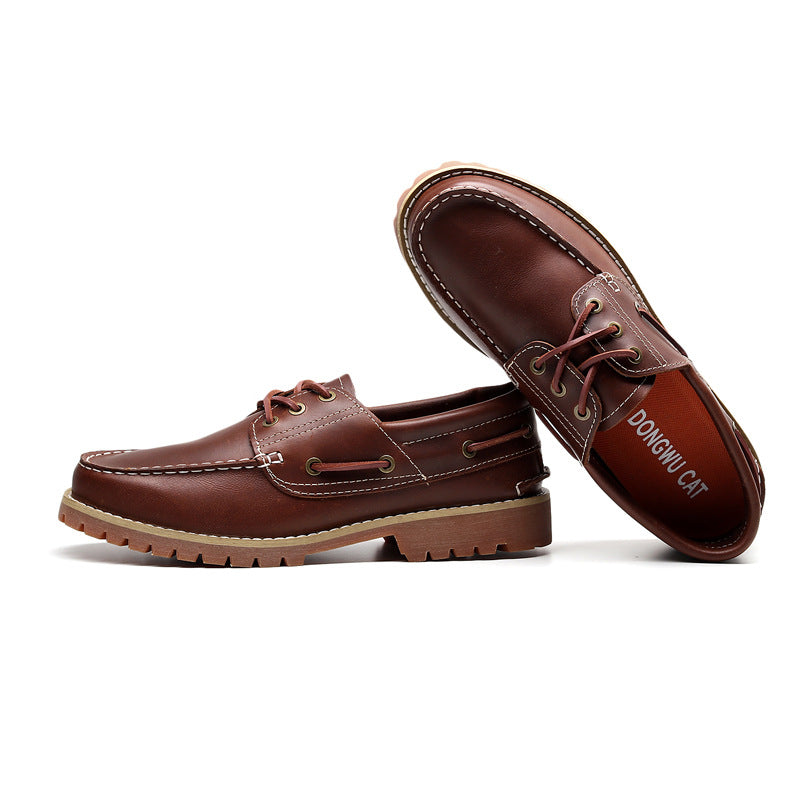 Outdoor Shoe Real Cow Leather Shoes , Martin Shoes , Vintage Sailing Shoes Work Shoes DONGWU CAT Casual Shoes for Men