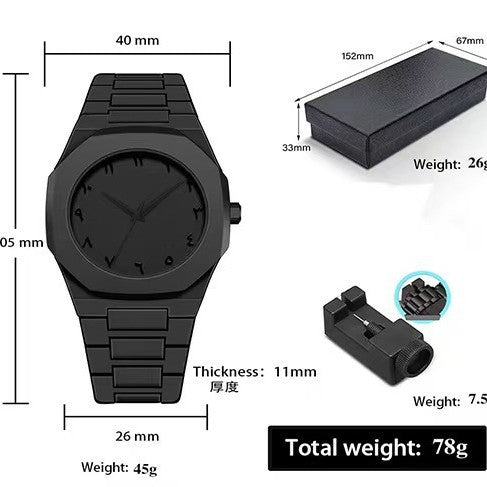 Popular Arabic Business Black Butterfly Buckle Watch for Men