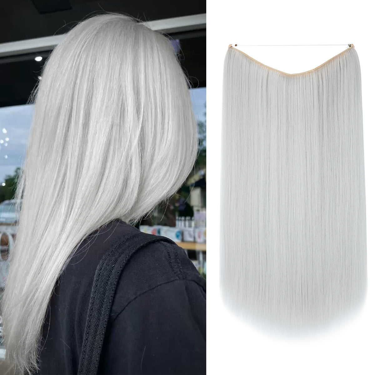 Wigs Women&#039;s Natural Wigs, One-piece Long Straight Hair, High-temperature Silk Fish Line Hair Extensions