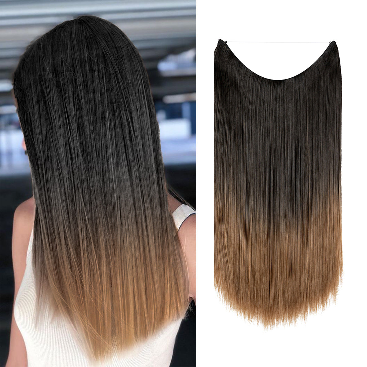 Wigs Women&#039;s Natural Wigs, One-piece Long Straight Hair, High-temperature Silk Fish Line Hair Extensions