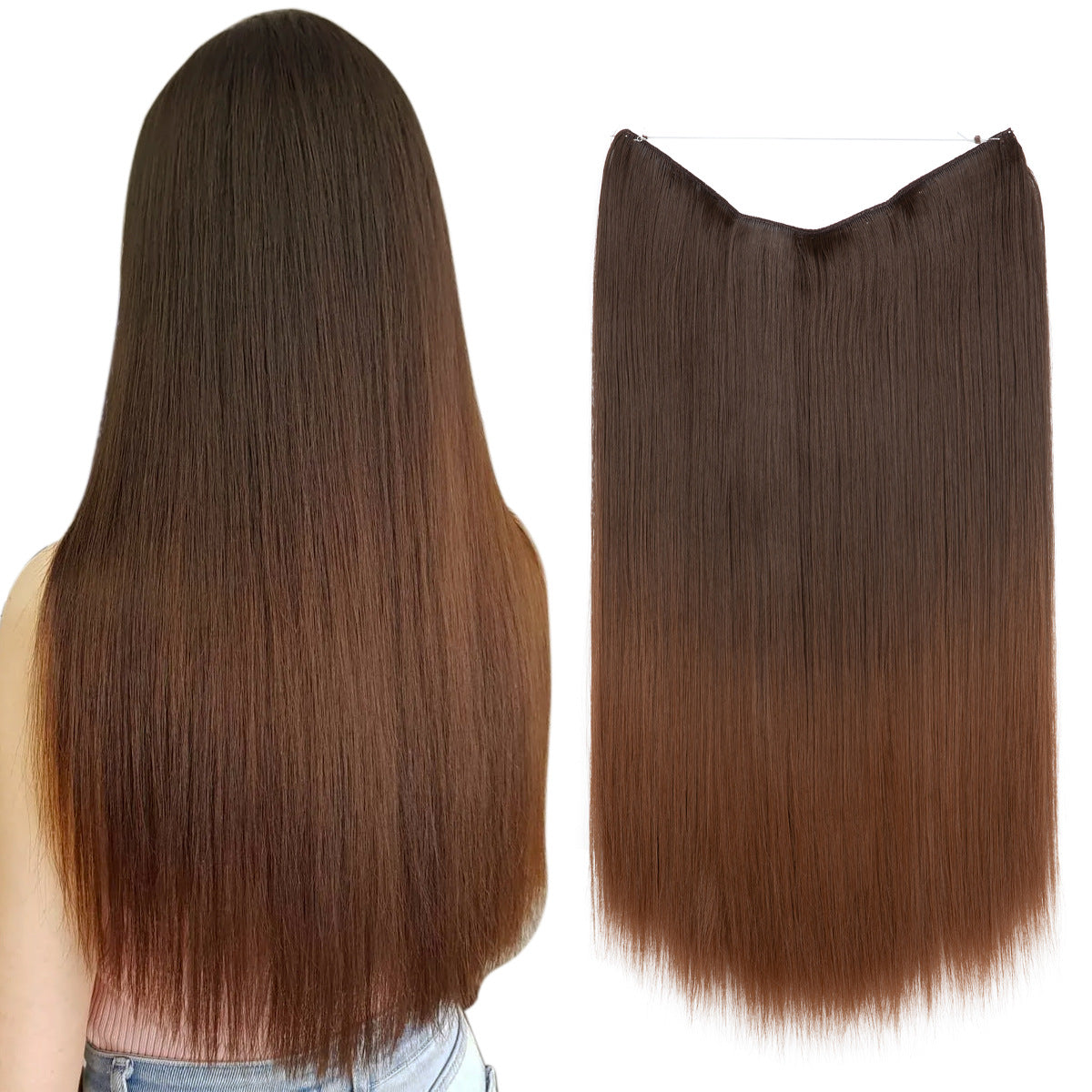 Wigs Women&#039;s Natural Wigs, One-piece Long Straight Hair, High-temperature Silk Fish Line Hair Extensions
