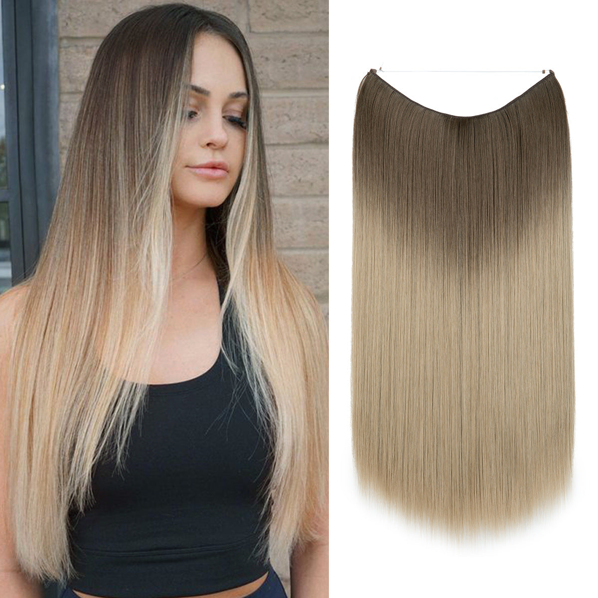 Wigs Women&#039;s Natural Wigs, One-piece Long Straight Hair, High-temperature Silk Fish Line Hair Extensions