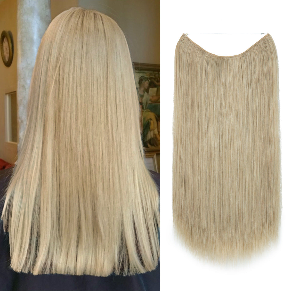 Wigs Women&#039;s Natural Wigs, One-piece Long Straight Hair, High-temperature Silk Fish Line Hair Extensions