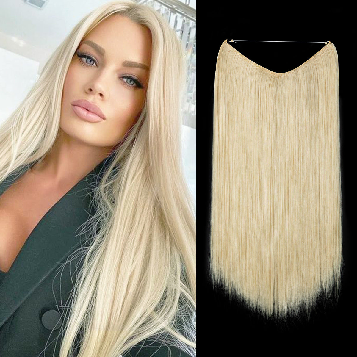 Wigs Women&#039;s Natural Wigs, One-piece Long Straight Hair, High-temperature Silk Fish Line Hair Extensions